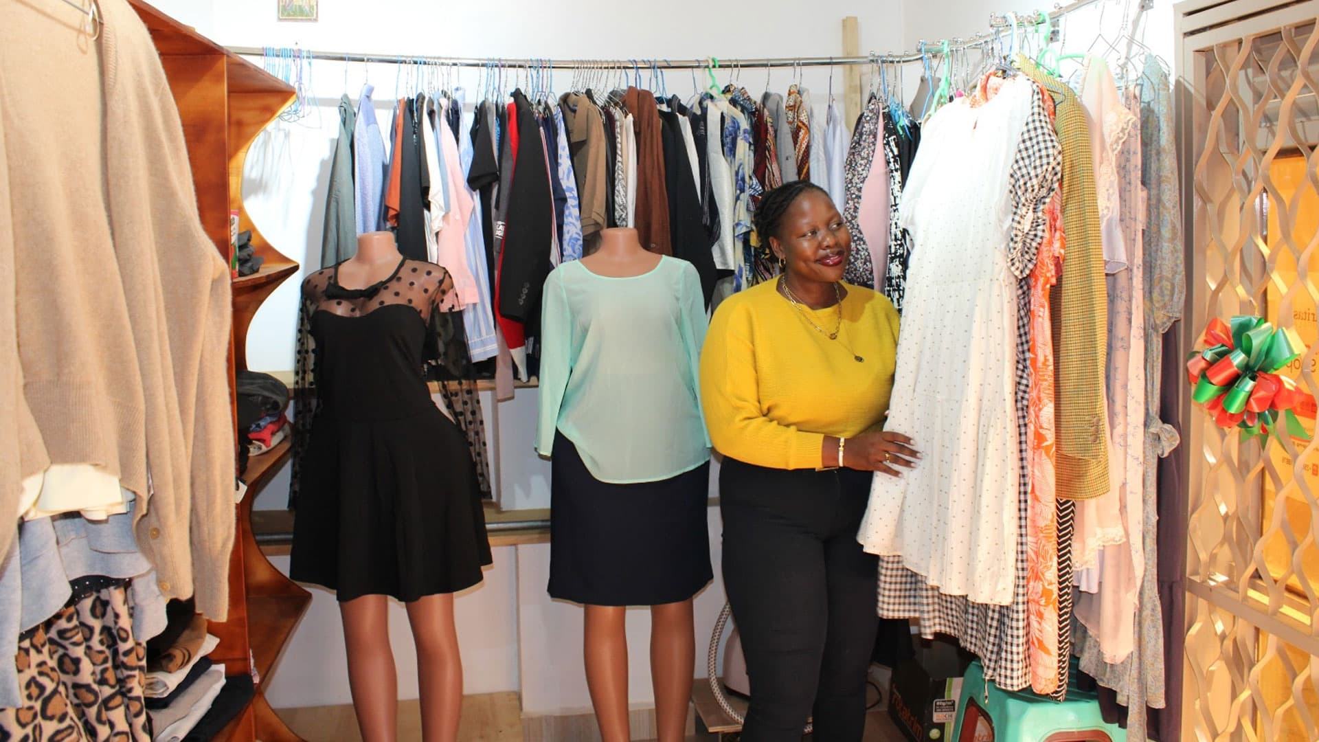Shop interior and arrangement at the Caritas Kampala Charity Shop in Nsambya